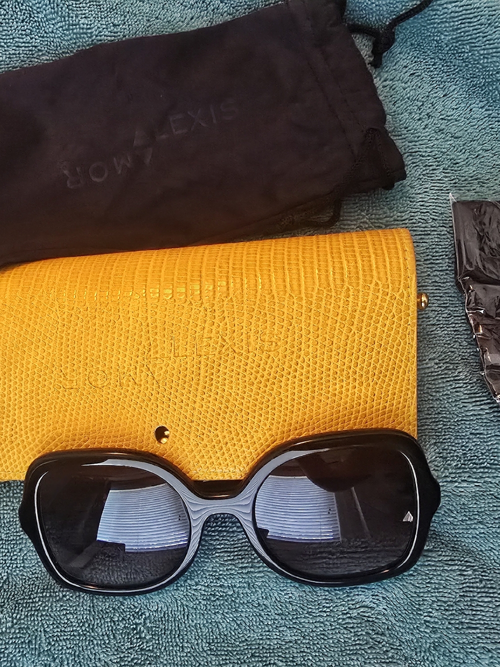 Alexis Amor x Rae Feather "The Rae II" Oversized Sunglasses in Black - BNWOT